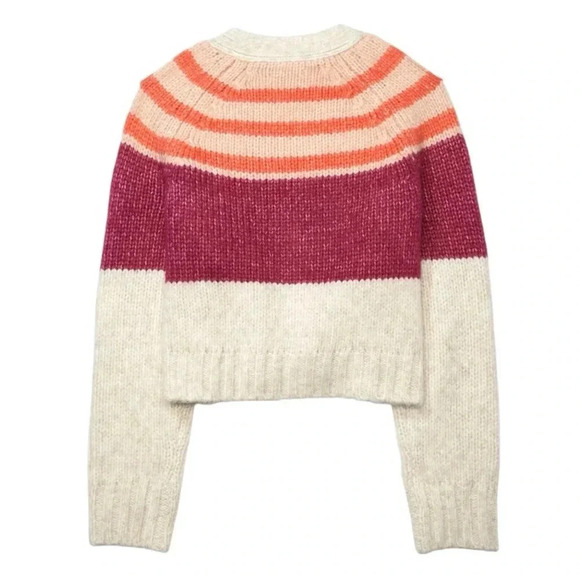 AMERICAN EAGLE | Wool Blend Oversized Cropped Striped Multicolor Cardigan Size L - Picture 7 of 10